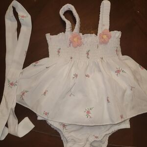 White Infant Floral Smocked Sundress Romper